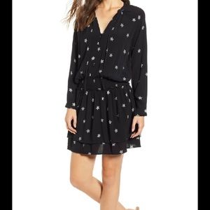 Rails black smocked ruffle mini dress